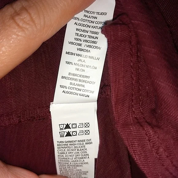 Lucky Brand Maroon Long Sleeve Lace Detail Shirt Medium - Picture 4 of 5